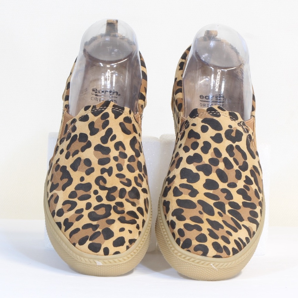 Earth Origins Tan & Black Zeni Zelle Leopard Animal Print Slip-On Sneakers